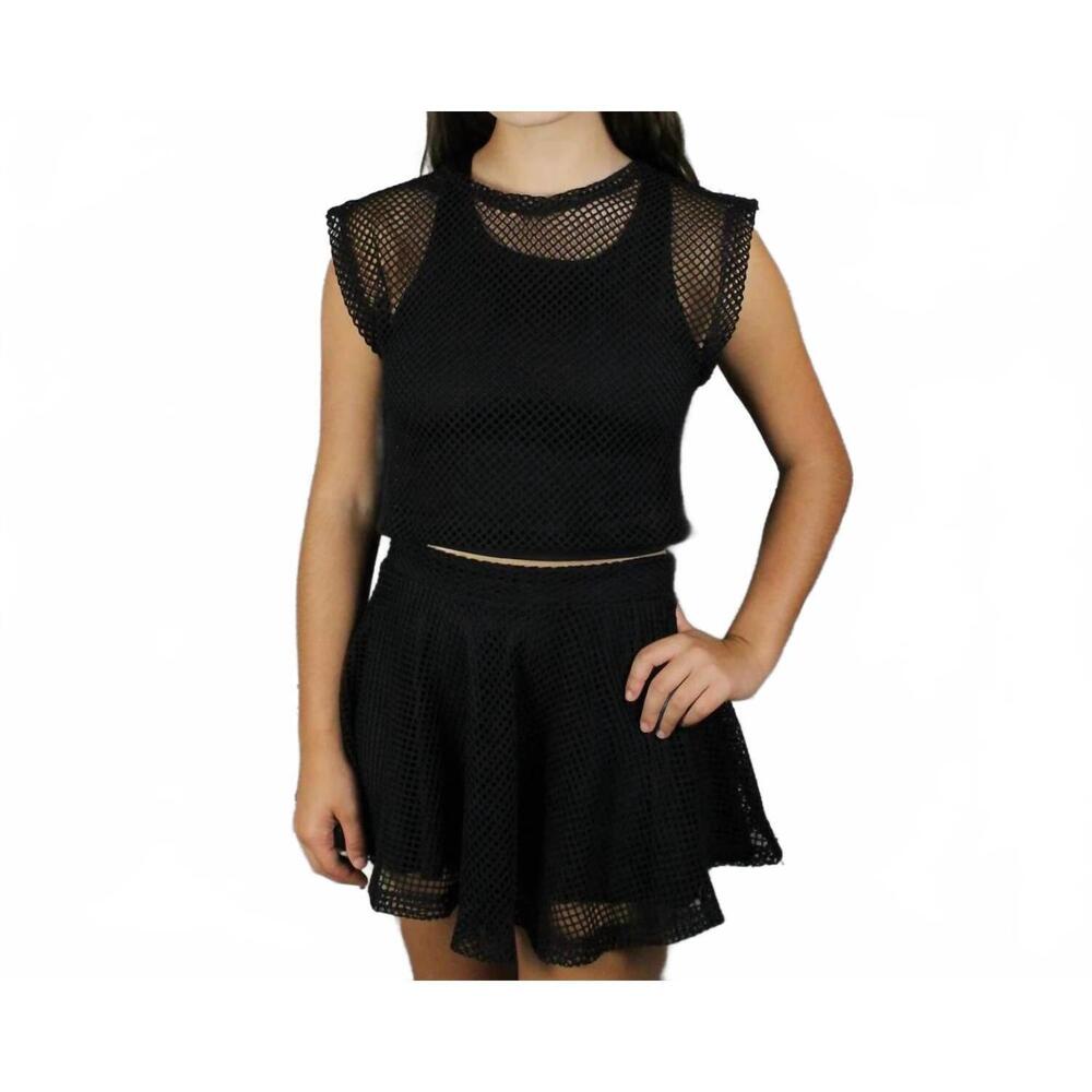 NEW IF SO net mesh skirt in black